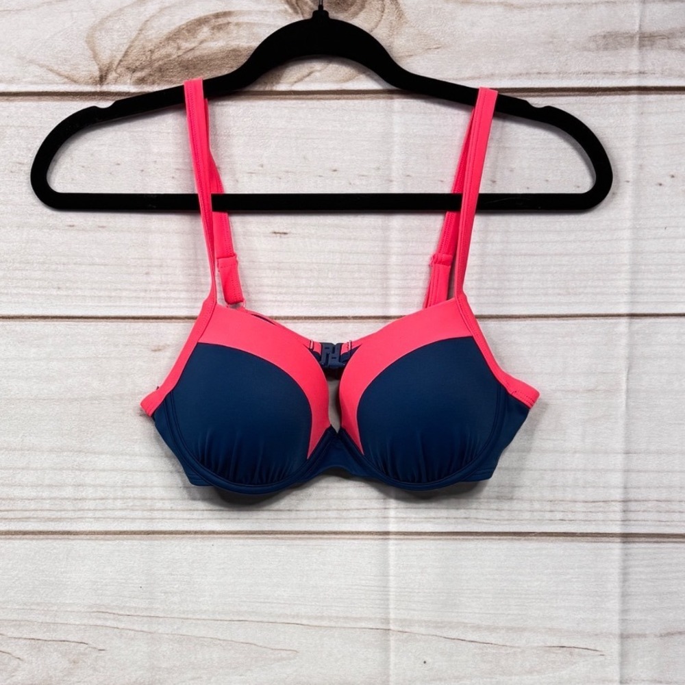 Boden Navy Blue‎ Pink Colorblock Underwired Bikini Top S0056 US 34B